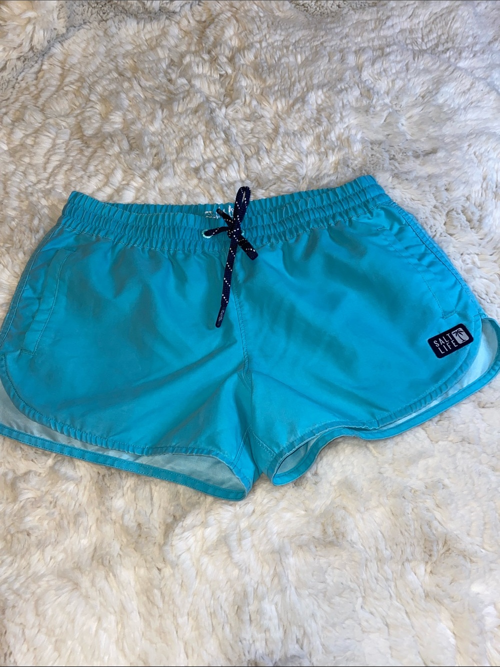 Salt Life Women's Teal Shorts with Navy Drawstring